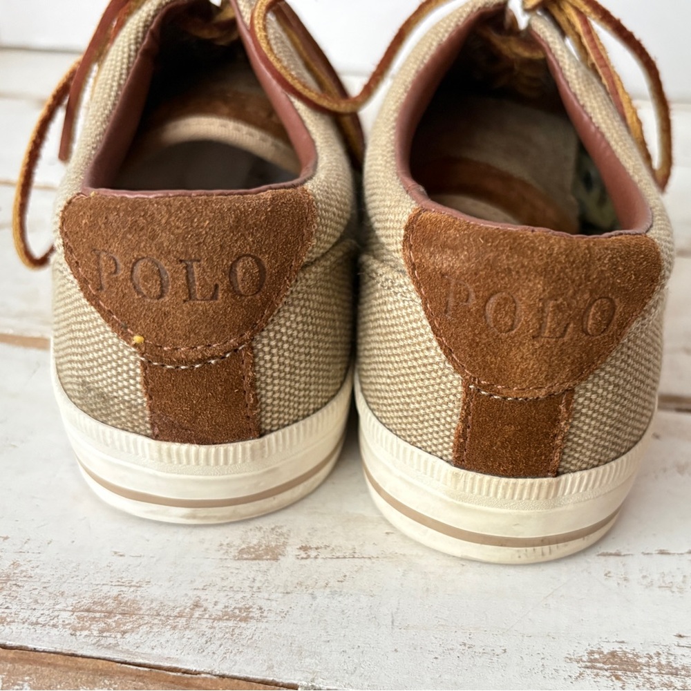 POLO Ralph Lauren Vaughn burlap suede sneakers preppy academia casual boat shoes - Picture 4 of 15